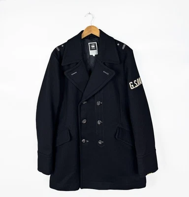 G-Star Raw Wool P.T. Great Pea Double Breasted Black Coat - Image 1 of 4