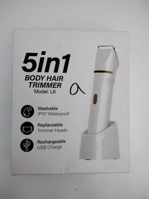 Recortadora de Pelo Corporal 5 en 1 L6 Mujer’s Blanca - Lavable, Cabezales Intercambiables, USB Foto 1 de 4