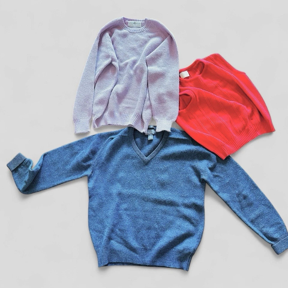 Lot 3 Knit Wool Sweater Scraps Remnants Crafting 2 lbs Mend Peruvian Pendleton - Image 1 of 4