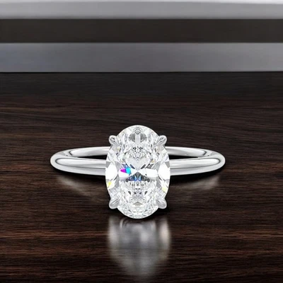 Oval Cut Diamond Women Setting Ring Semi Mount 0.20 Carat Solid 14k White Gold - Image 1 of 4