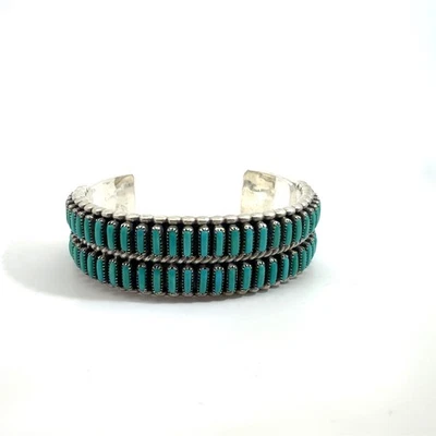Sterling Silver Turquoise Zuni Needlepoint Cuff-Very Small - Image 1 of 4