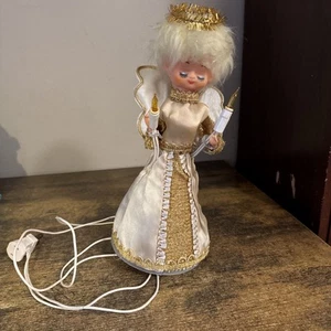 Vintage Angel Lighted Christmas Tree Topper 10" tall, tested & lights work - Picture 1 of 5