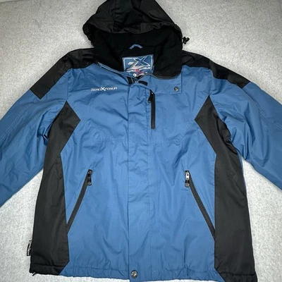 Chaqueta ZeroXposur Hombre L Azul Poliéster Cremallera Completa Pesada Con Capucha Abrigo Bolsillos Foto 1 de 4