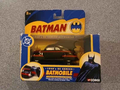 VTG Batman DC Comics 1940s Batmobile 1:43 Scale Diecast Car Black Corgi #77309 - Image 1 of 3