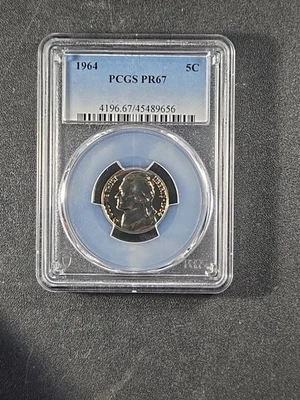Jefferson Nickel 1964 EE. UU. - Prueba 67 PR67 (PCGS) stk#656 Foto 1 de 4