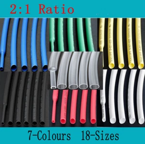 Heat Shrink Tubing 2:1 Tube Sleeve Sleeving Heat Shrink - All Colours & Sizes - Picture 1 of 6