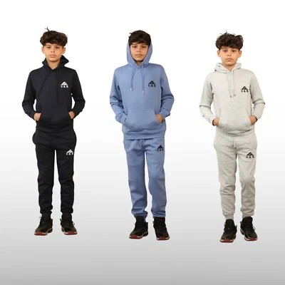 Kids Boys Tracksuit logo Hooded Sweatshirt Set Jogging Bottoms Hoodie Jumper - Image 1 of 4