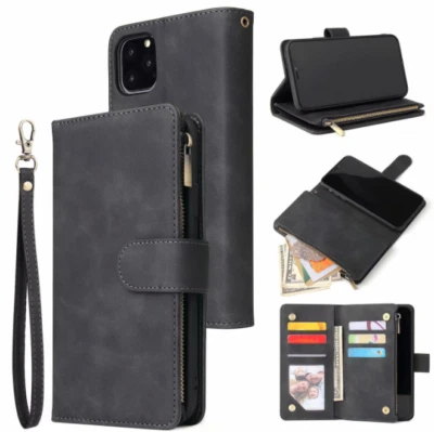 Luxury Zipper Leather Card Stand Flip Wallet Phone Case Cover For Google Pixel 7 - Image 1 of 4