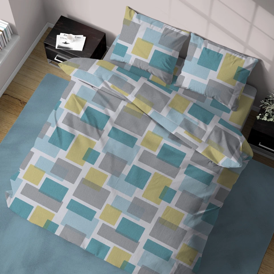 COPRILETTO ESTIVO SQUARE AZZURRO PIQUET  100% COTONE MADE IN ITALY - Immagine 1 di 1