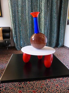 Vase/Ojekt Murono Glas, 80er Jahre, im Memphis Stil , 39 cm, seltenes Unikat