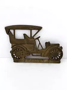 Vintage Brass Model T Car Automobile Wall 5 Key Holder Gold - Picture 1 of 2