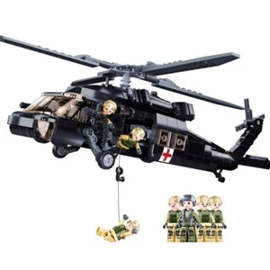Black Hawk UH-60 Utility Helicopter Model Soldier Figures Building Blocks 692pc - Picture 1 of 8
