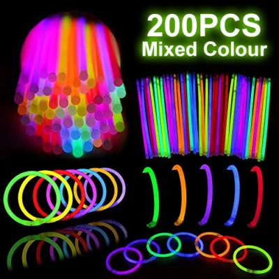 200 Color Mixed Glow Sticks Light Bracelets Party glowsticks glow in the dark - image 1 of 4