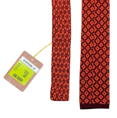 Etro Milano Wool Knit Tie Italian Colorful Geometric Pattern Square End New $155 - Image 1 of 4