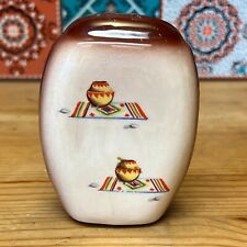 Vintage 1940s Pottery Hacienda Pepper Shaker Brown Airbrush Mexican Scene Decals