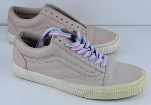 Vans Size US 10 EU 43 Pastel Light Pink Leather Slip On Casual Loafers Shoes - Picture 1 of 16