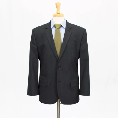 Express 44R Gray Sport Coat Blazer Jacket Striped 2B Wool - Image 1 of 4