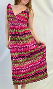 Debenhams Pink Print Stretchy Sleeveless Maxi Dress with Deep V Front & Back - Picture 1 of 6