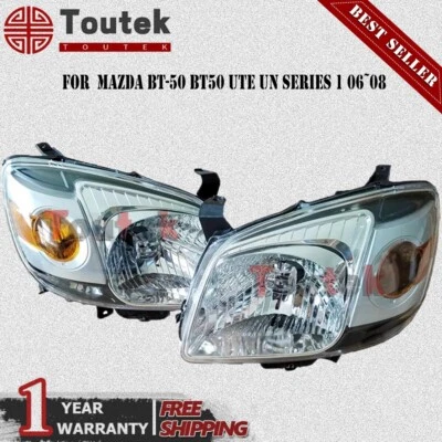 Pair Head Light Front Lamps For Mazda BT-50 BT50 Ute UN Series 1 2006~2008 LH+RH - image 1 of 4
