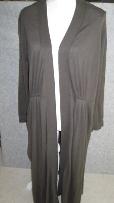 Umgee Duster Women's M Gray Long Line Open Front Gathered Long Sleeves Side Vent - Image 1 of 4