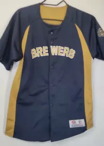 Vintage True Fan MLB Milwaukee Brewers Youth's Large Blue & Gold Baseball Jersey - Picture 1 of 6