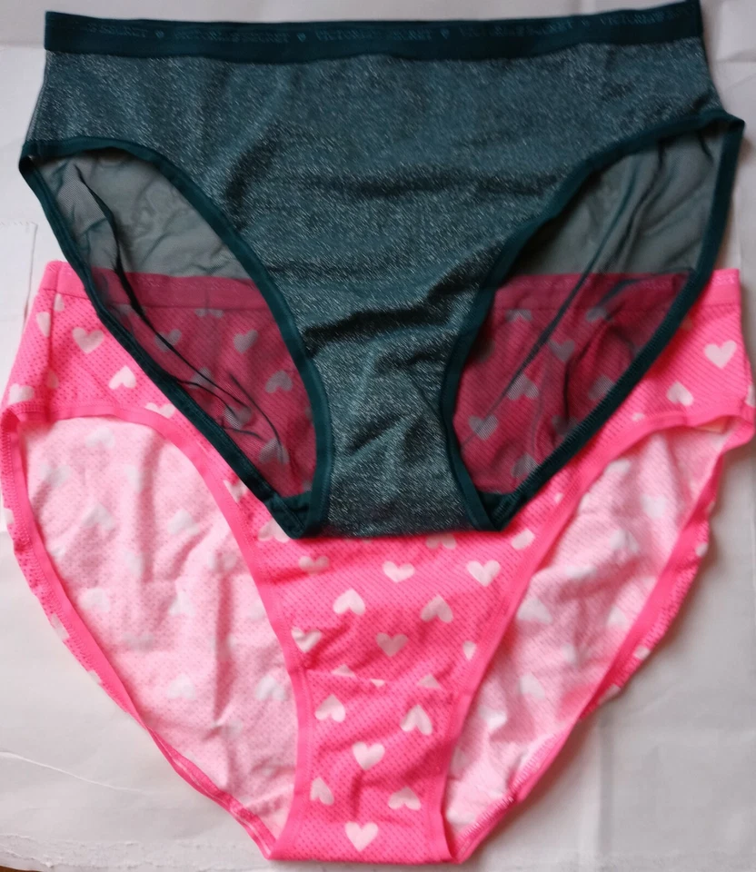 Victoria's Secret Lote de 2 Bragas Algodón Talla Med Color Verde y Rosa Nuevas con Etiquetas Foto 1 de 2