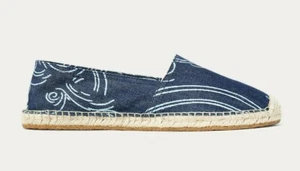 Ralph Lauren Mens Womens Double RL RRL Indigo Twill Hawaiin Slip On Espadrille - Picture 1 of 4