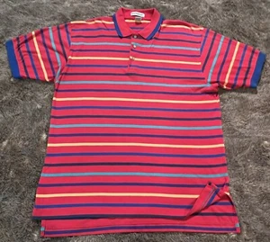 Vintage Steeplechase Men’s Banded Waist Polo Shirt SizeXL Striped RED MADE KOREA - Picture 1 of 7