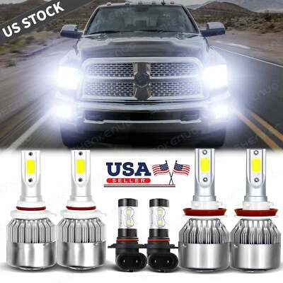For 2016-2018 Dodge RAM 1500 2500 3500 Led Headlight Hi/Lo+Fog Light Combo Bulbs - Image 1 of 4
