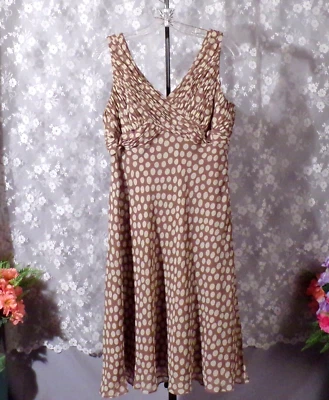 Polka Dot Chiffon Sleeveless Midi Dress Size 14P Adrianna Papell Spring Cocktail - Image 1 of 4