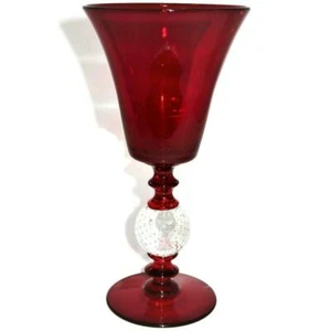 Pairpoint Ruby Red Controlled Bubble Clear Ball Centerpiece Vase Urn 11 3/8" (B) - Picture 1 of 5