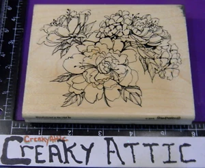 SELLO DE GOMA FLOR DE PEONÍA FLORES BOCETOS ESTAMPADO R251 CREAKYATTIC - Imagen 1 de 2