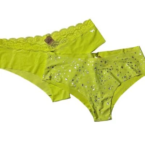 NWT VS PINK Cheeky Tanga Panties Yellow Star Women 2XL 2Pack - Picture 1 of 8