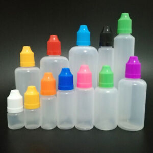5-100 pièces 3 ml-120 ml 3 ml couleur plastique vide à l'épreuve des enfants bouchon compte-gouttes bouteilles PE LDPE