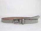 New Gucci Men's Light Gray Suede Leather Belt Silver Buckle 368193 1417