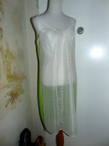 1960's Vintage Full Slip Dress Chemise Lace European CHARMANT SZ 48 Green White - Picture 1 of 7