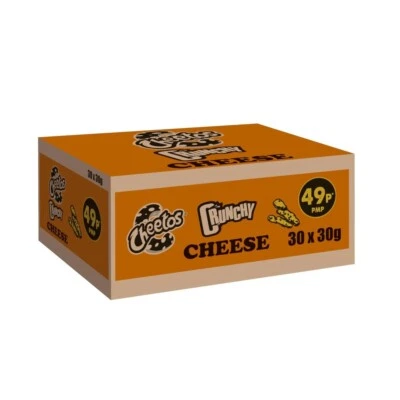 30x Cheetos Crunchy Cheese Snacks 30g Bags – Full Sealed Box – Bold US Flavour - Image 1 of 4