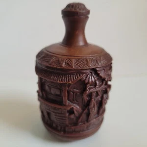 Botella de tabaco marrón pesada tallada en resina china vintage ¡ver descripción! ¡Genial! - Imagen 1 de 16
