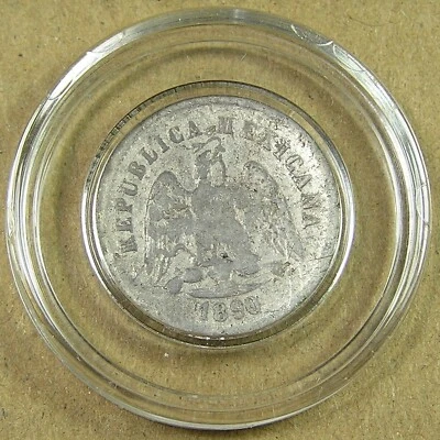 Mexico 10 Centavos .903 Silver Coin 1890 ZsZ in coin capsule, Combined Shipping - Image 1 of 4