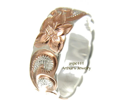 ANILLO HAWAIANO PLATA 925 6MM REINA PERGAMINO CHAPADO EN ORO ROSA 2 TONOS TALLA 3 - 14 Foto 1 de 4