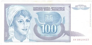 Yugoslavia one hundred dinara 1992 circulated - Picture 1 of 2