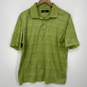 Bugatchi Uomo Polo Shirt Men's Size L Green Striped Egyptian Cotton Short Sleeve - Picture 1 of 12