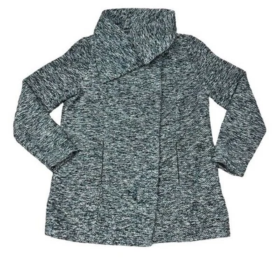 Chaqueta Abrigo JACK Para Mujer Texturizada Cuello Embudo Azul Negro Blanco Talla M Foto 1 de 4