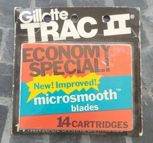 Gillette Trac II Twin Shave Razor Blades Refill 14 Cartridges Made In USA New - Picture 1 of 3