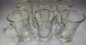 SCHÖNE VINTAGE KSA 27 GLASBECHER MIT GOLDRAND 6 TEILIGES SET - Bild 1 von 6