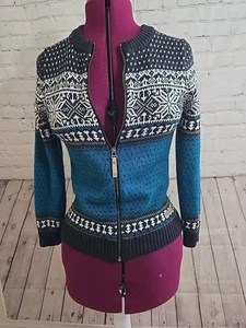 Icewear Martha Norwegian Wool Blend Cardigan Womens Small Nordic Pattern Zip Up - Picture 1 of 7