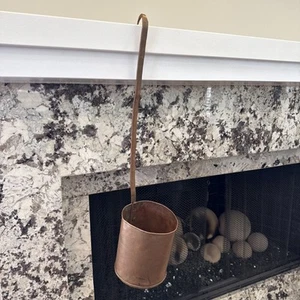 Antique Old Handmade Hammered Copper Ladle 6 Cup Scoop Handle Water Dipper 21" - Picture 1 of 24