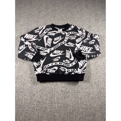 Suéter Nike Niños Logo Just Do It Cuello Redondo Negro Blanco Foto 1 de 4