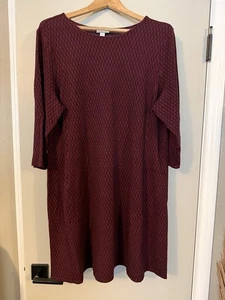J. Jill Ponte Knit Tunic Stretch Burgundy/Maroon Dress 3/4 Sleeve XL - Picture 1 of 9