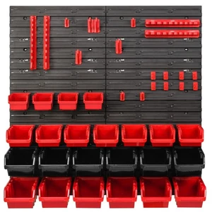 WALL MOUNTED TOOL PEG BOARD 772mm x 780mm 44 ELEMENTS GARAGE STORAGE BINS - Picture 1 of 8